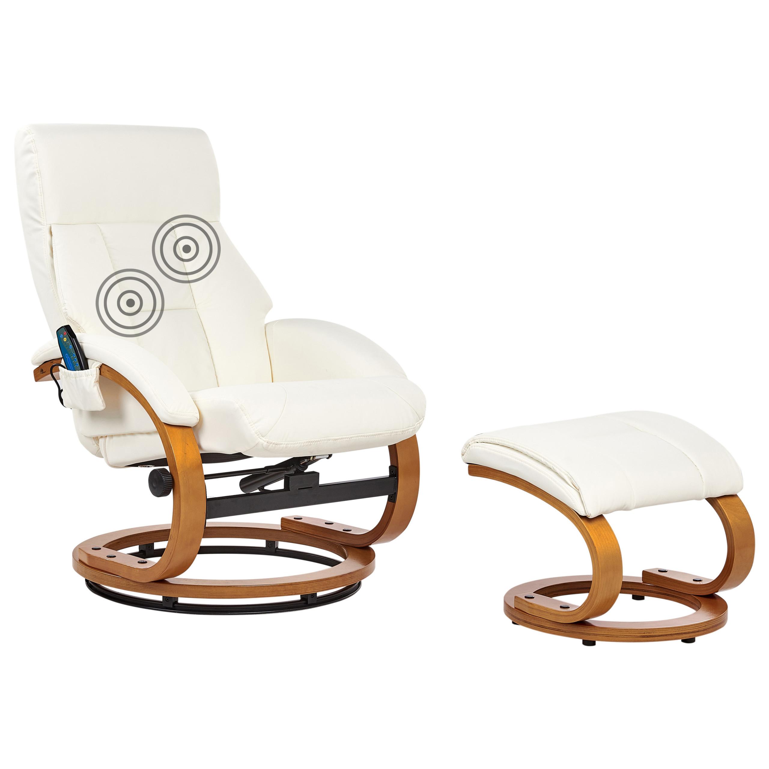 MASSAGESTUHL Weiß Force - Weiß/Braun, Kunststoff (55/100/80cm) - Beliani