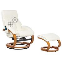 MASSAGESTUHL Weiß Force - Weiß/Braun, Kunststoff (55/100/80cm) - Beliani
