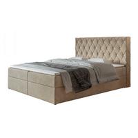 BOXBETT BOSTON mit 2 Bettkästen, 160x200, Farbe: Sand, Velourstoff, Doppelbett mit Bonell-Matratze - Sahara, Holz/Kunststoff (160/200cm) - Alpi-Möbel