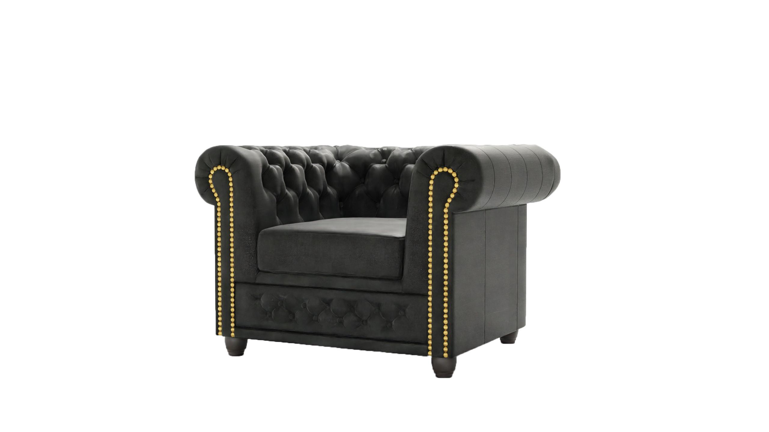 CHESTERFIELD-SESSEL Flux Anthrazit Microfaser Vintageoptik - Anthrazit/Braun, Holz/Textil (94/72/86cm) - S-Style Möbel