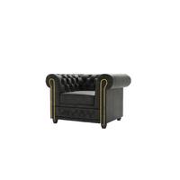 CHESTERFIELD-SESSEL Flux Anthrazit Microfaser Vintageoptik - Anthrazit/Braun, Holz/Textil (94/72/86cm) - S-Style Möbel