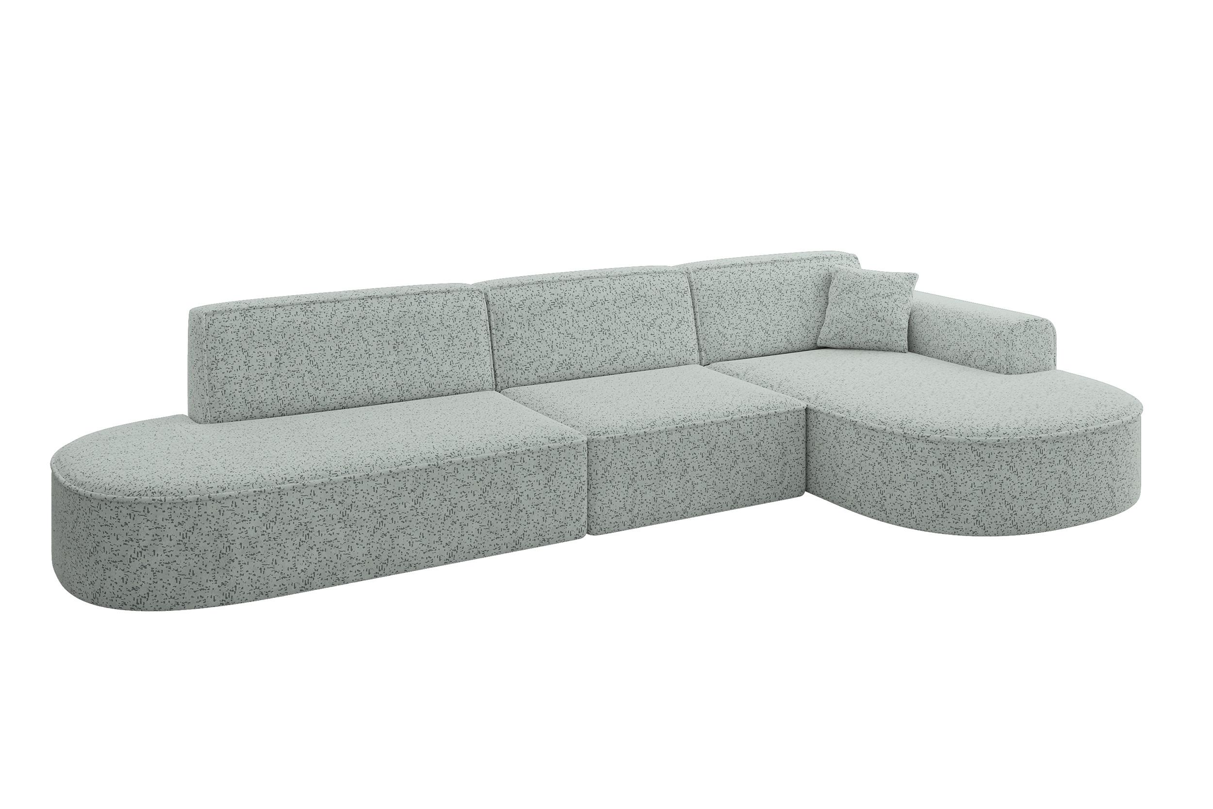 ECKSOFA Ottomane Rechts MARI-L2 - 328x171x79 cm Grün Tissu - Wildeiche/Schwarz, Holzwerkstoff/Kunststoff (171/328cm) - ALTDECOR