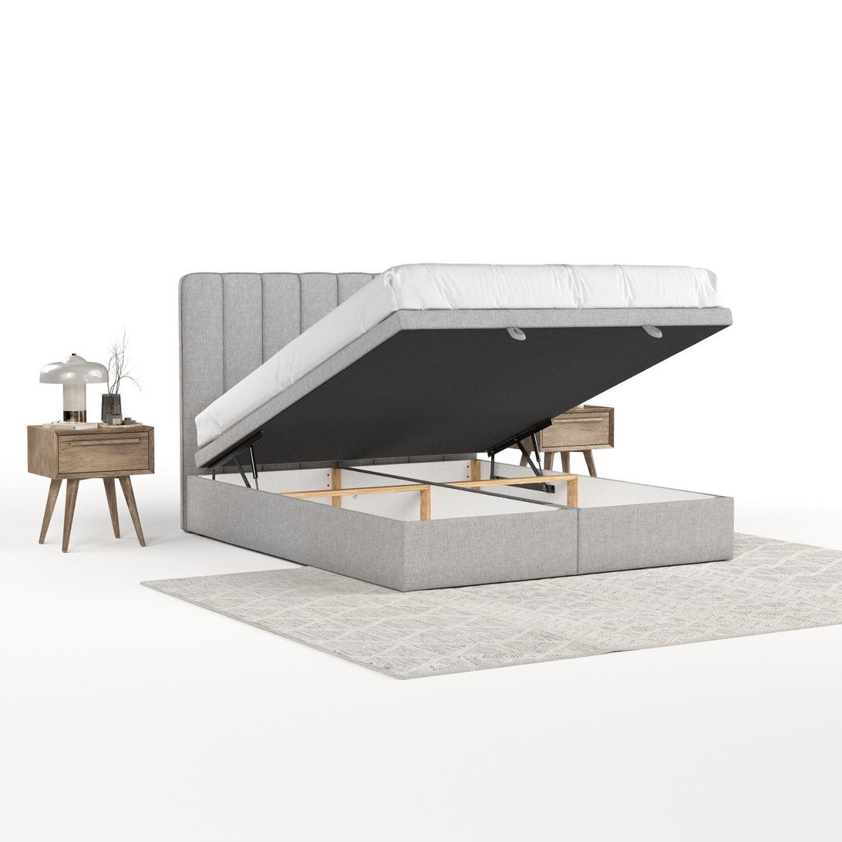 POLSTERBETT Vienna mit Stauraum 160/200 cm Grau im Megan Stoff - Schwarz/Grau, Holz/Holzwerkstoff (160/200cm) - AltaBeds
