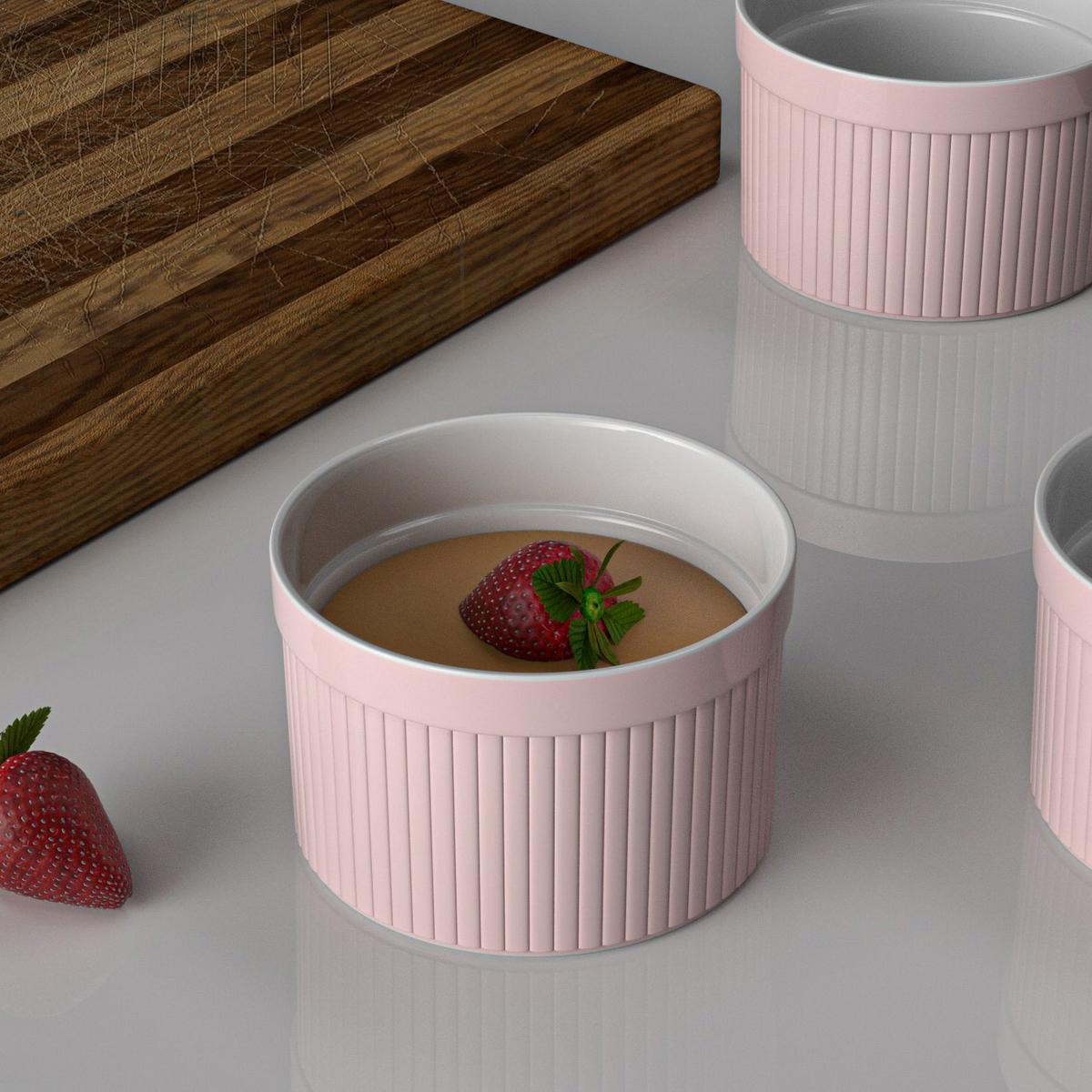 SOUFFLE AUFLAUFFORM Porzellan (6-tlg.) - Pink, Keramik (7.8/4.6/7.8cm) - Intirilife