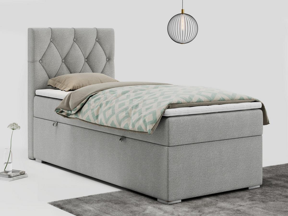 BOXBETT ALDA 90/200 Hellgrau Struktur - H3 - Links Seite - Hellgrau, Holz/Textil (90/200cm) - MKS
