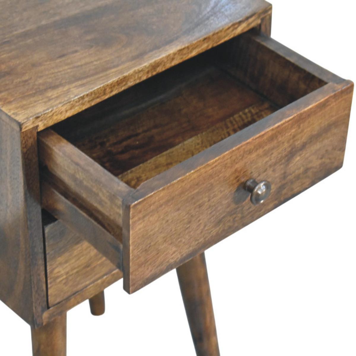 NACHTTISCH Nordic 2 Schubladen Klassisches Grau - Dunkelbraun/Messingfarben, Mangoholz/Holz (30/57/30cm) - Artisan Furniture