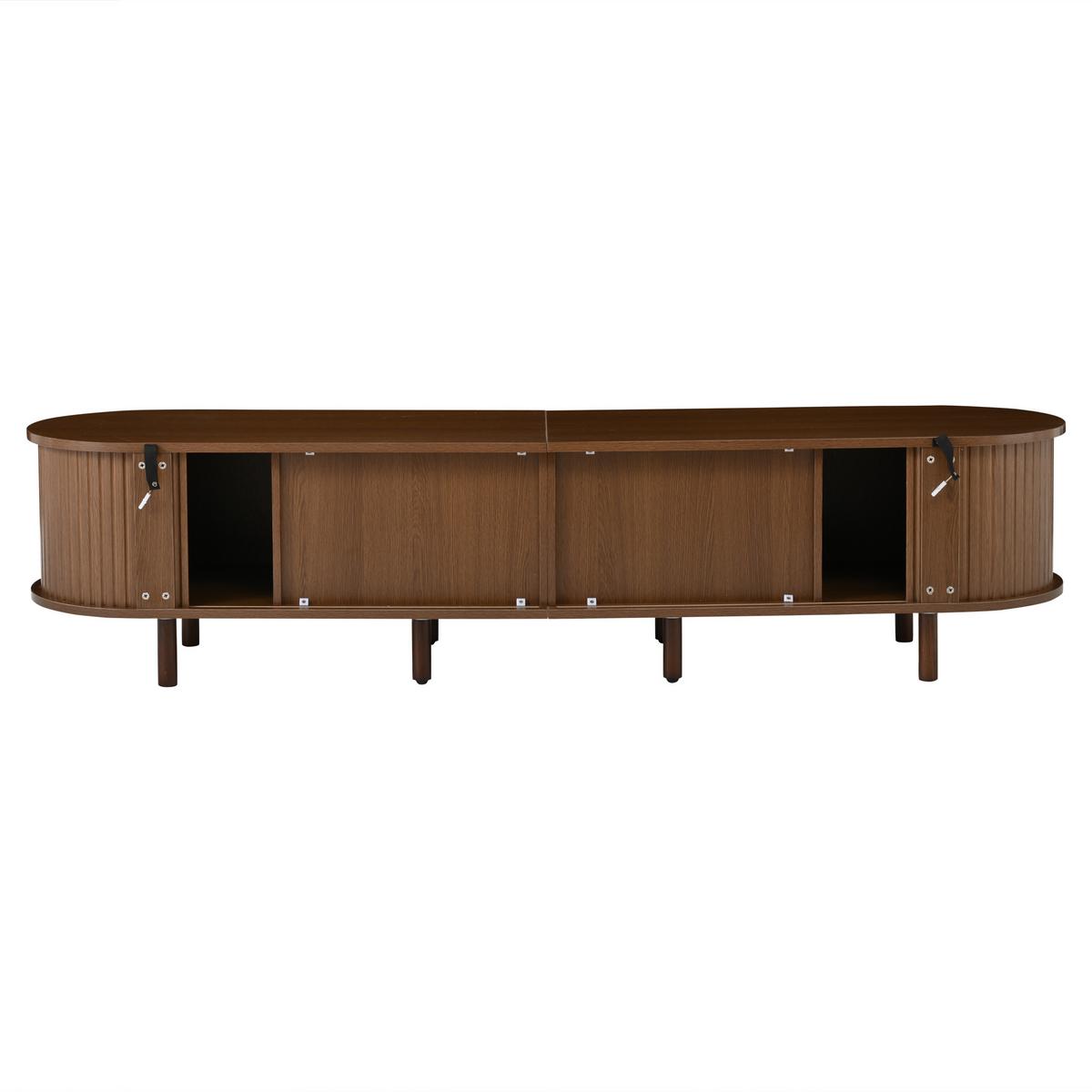 TV-LOWBOARD nussbaum-optik & rattan 170 cm oval mit 8 füßen - Alteiche, Holzwerkstoff (170/40/40cm) - Urban Meuble
