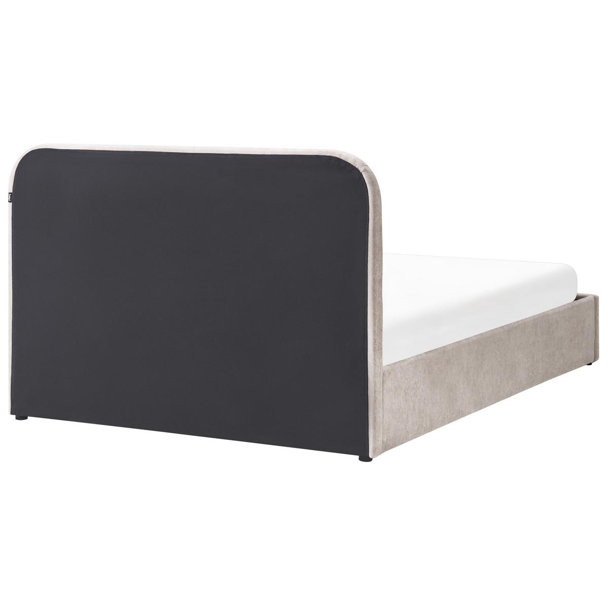 BETT mit Stauraum 160/200 cm Chenillegewebe Taupe Challans - Taupe, Textil (160/200cm) - Beliani