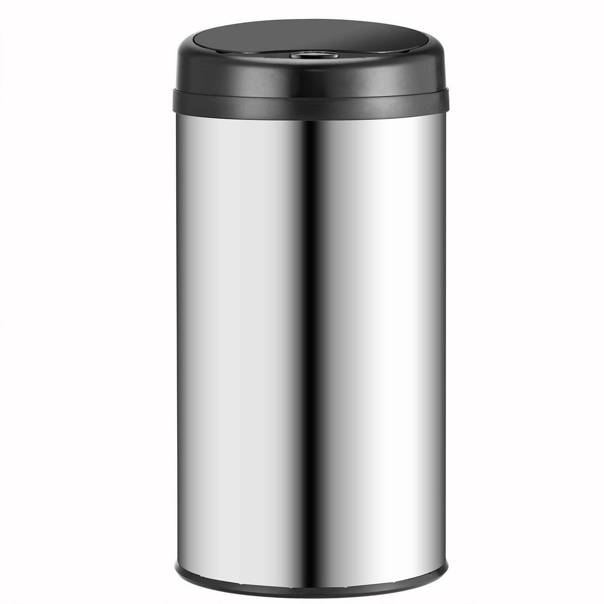 MÜLLEIMER rund 40L silber mit Sensor - Silberfarben, Metall (31/68/31cm) - Juskys
