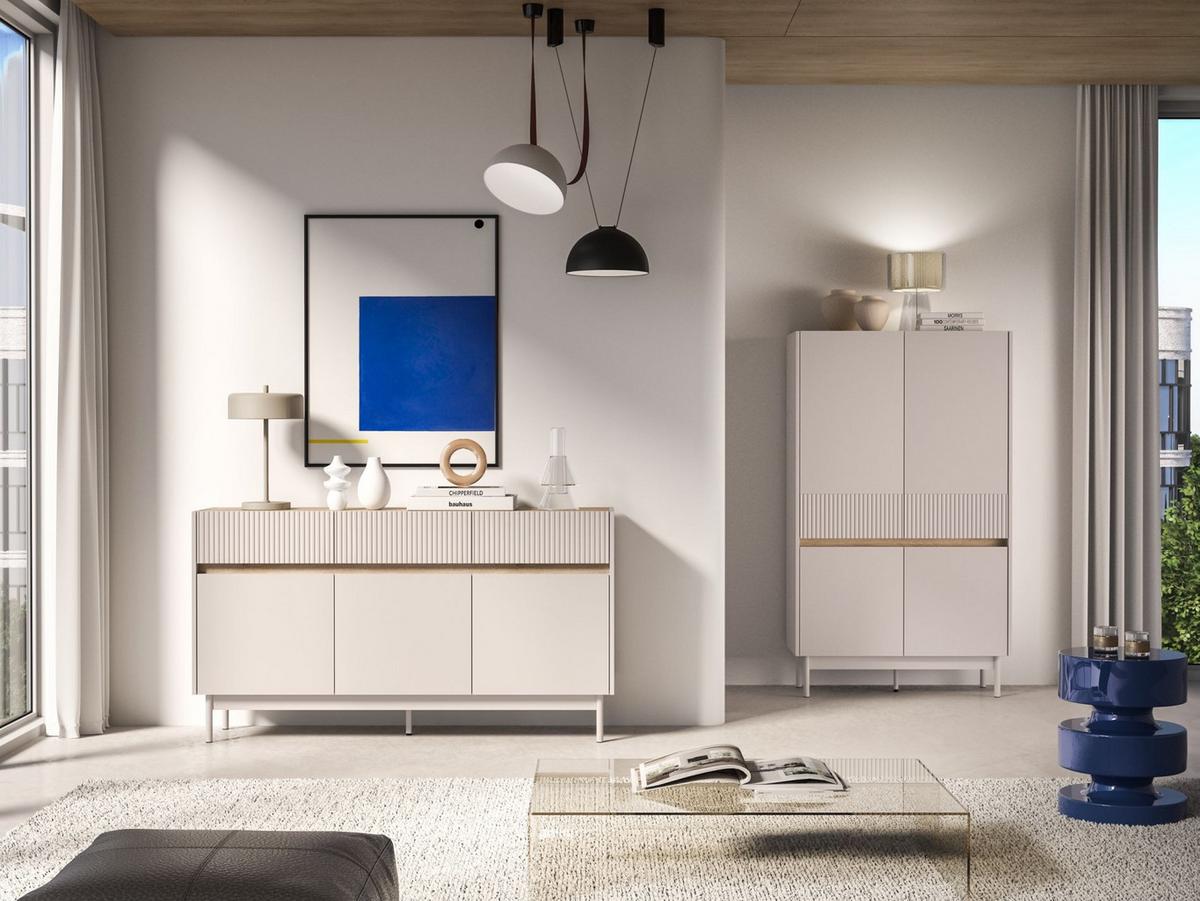 SIDEBOARD Dunea Kaschmirgrau/Eichenholzoptik 154 cm - Taupe, Holzwerkstoff/Metall (154/85/40cm) - Selsey