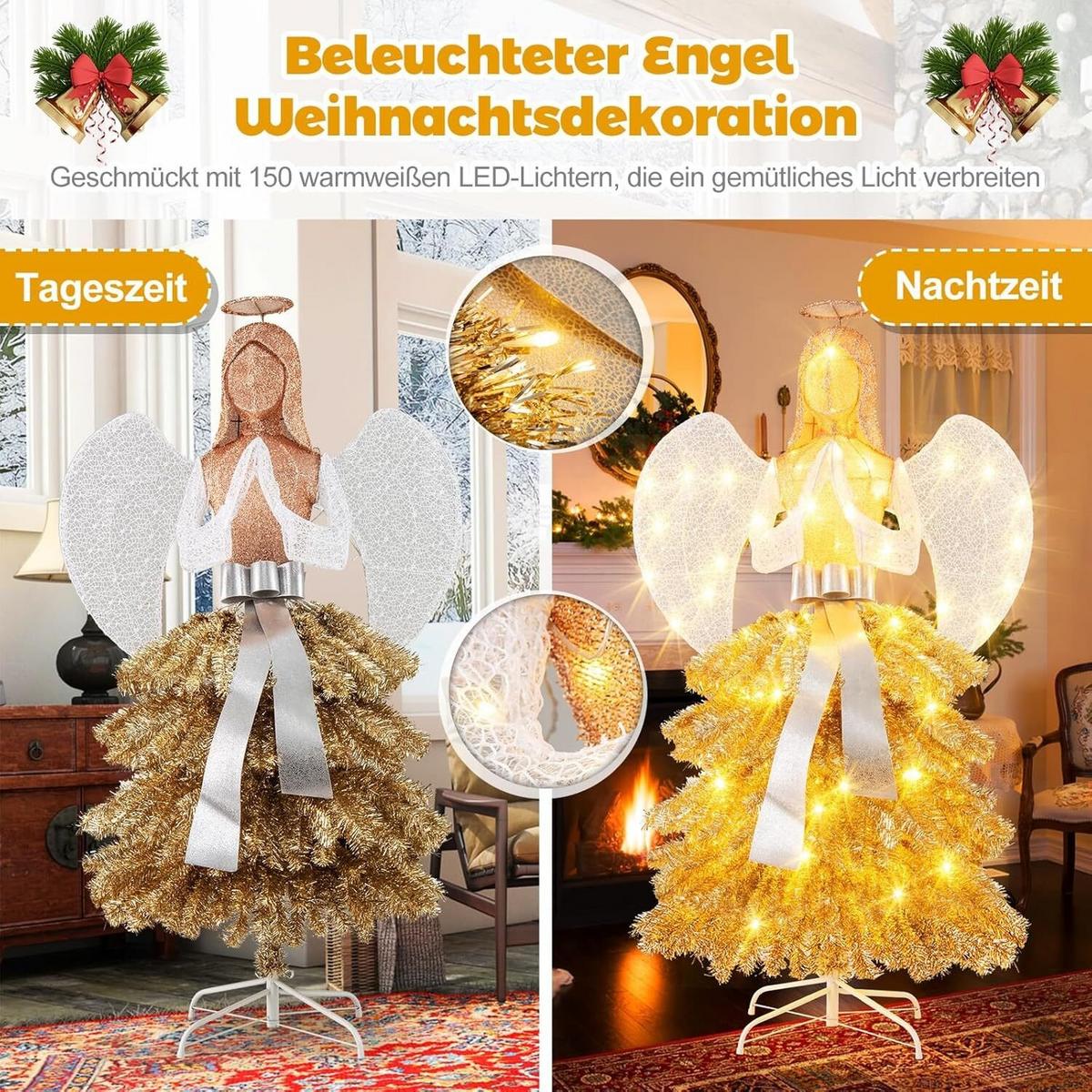 WEIHNACHTSBAUM 157cm Weiß - Weiß, Metall (157cm) - COSTWAY