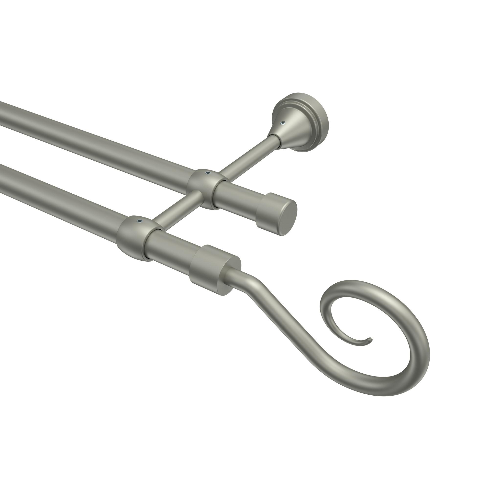 GARDINENSTANGE Primus Allegra 140 cm, 2-läufig (ohne Ringe), 16 mm Ø Chrom matt - Chromfarben/Nickelfarben, Metall (140cm) - INTERDECO