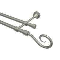 GARDINENSTANGE Primus Allegra 240 cm (geteilt in 2 x 120 cm), 2-läufig (ohne Ringe), 16 mm Ø Chrom matt - Chromfarben/Nickelfarben, Metall (240cm) - INTERDECO