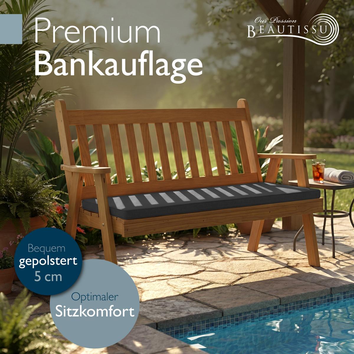 BANKAUFLAGE QD-BK 100x48x5cm Anthrazit - Anthrazit, Textil (48/100cm) - Beautissu 