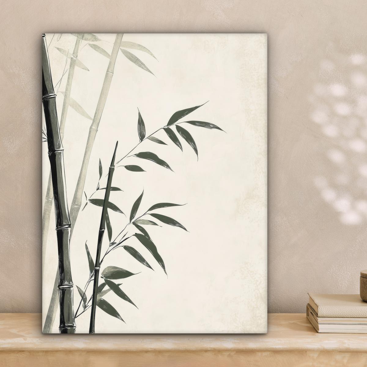LEINWANDBILD Japandi - Bambus - Beige Room Decor 30x40 cm - Eukalyptusholzfarben, Textil (30/40cm) - MuchoWow