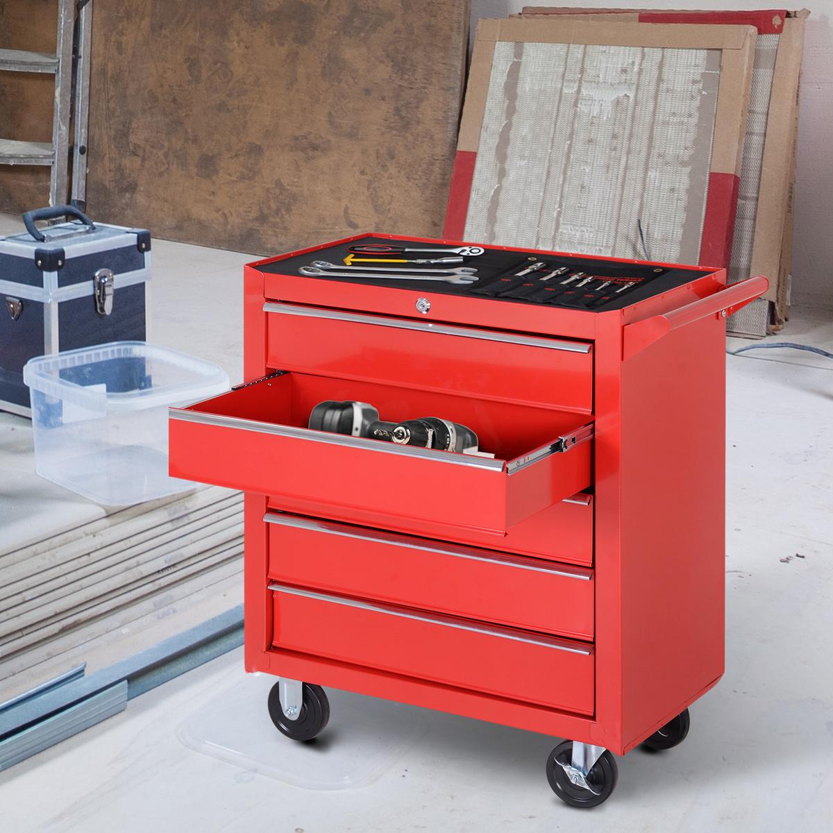 WERKSTATTWAGEN mit Rollen, Stahl, Rot - Rot, Metall (33/75/69cm) - DURHAND