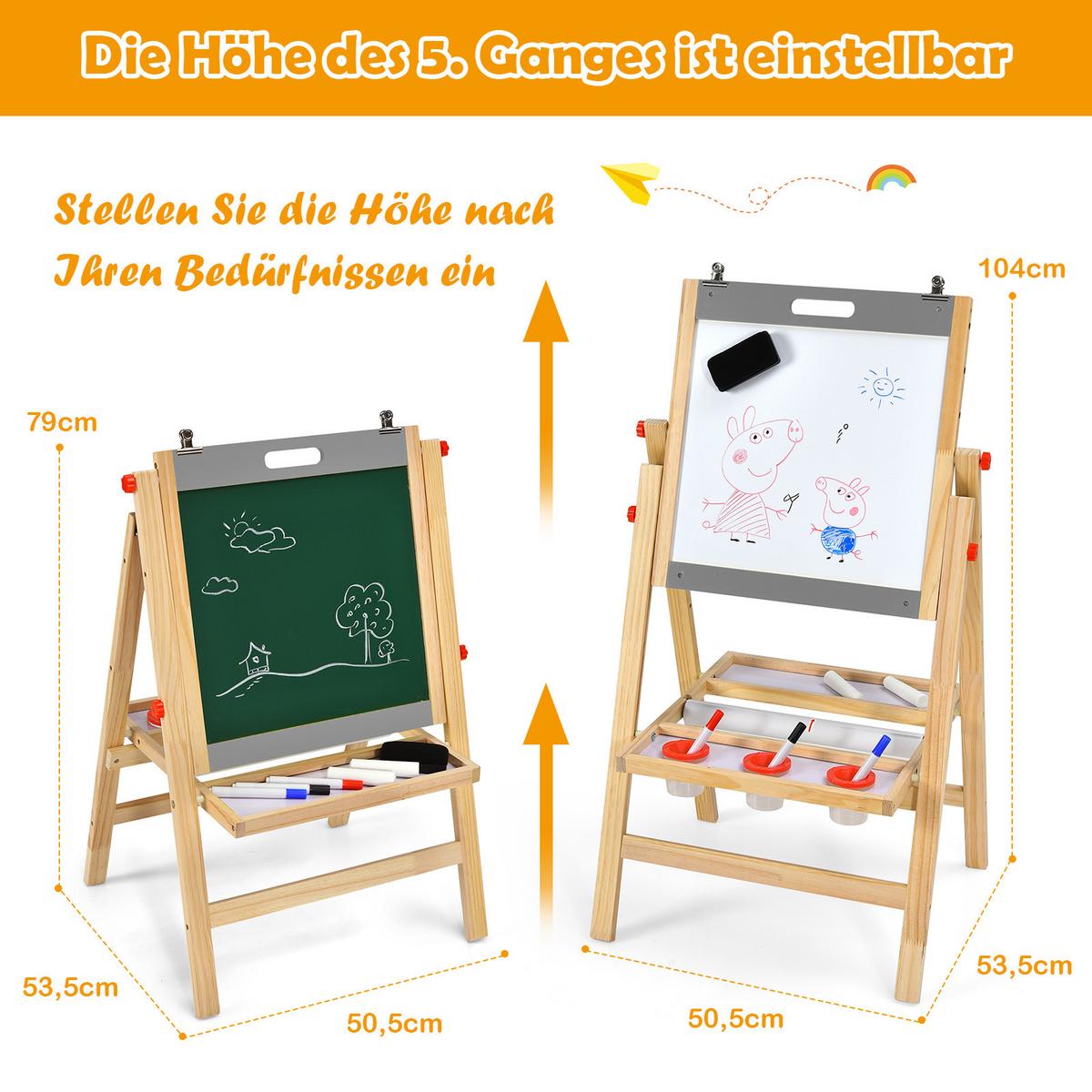 KINDERSTAFFELEI Grau - Grau, Holz (53.5/104/50.5cm) - COSTWAY