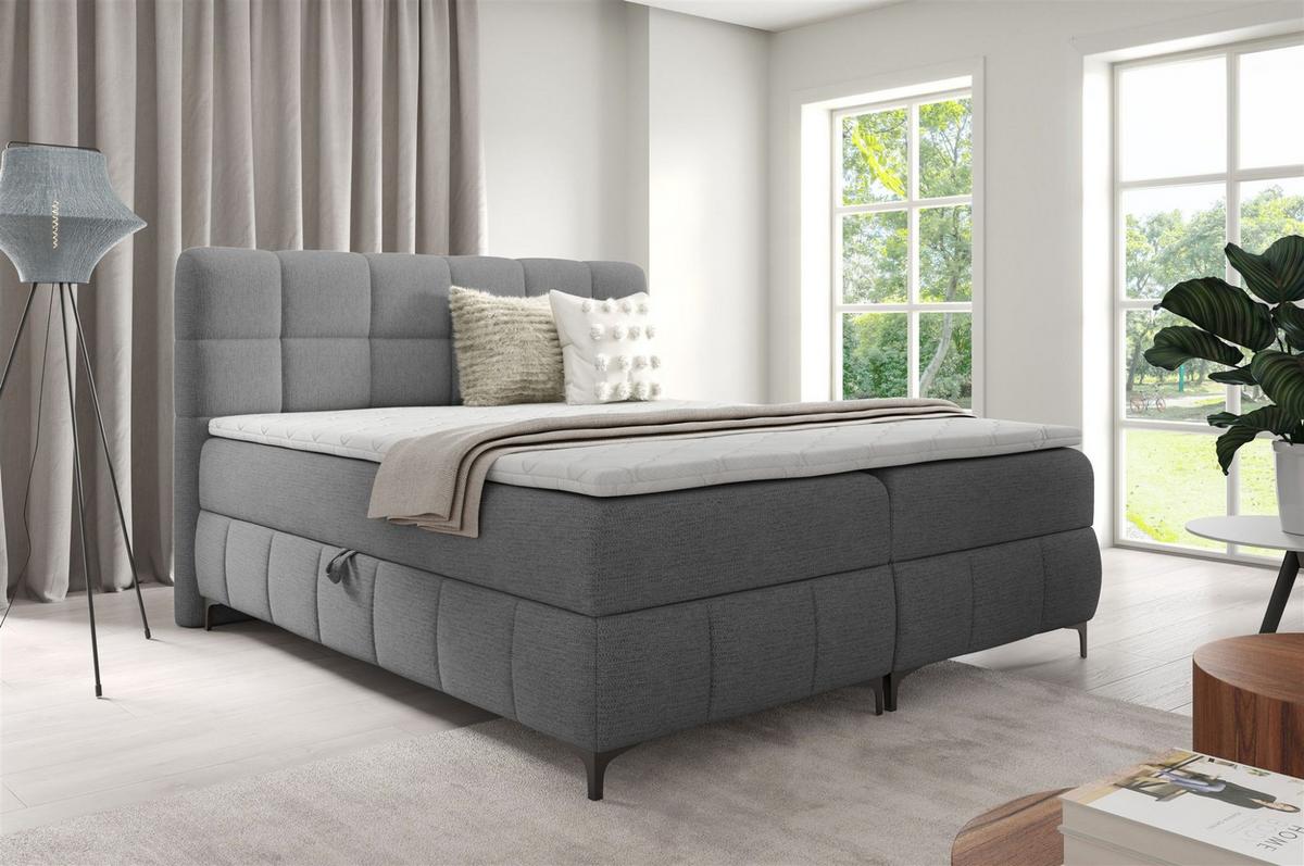 BOXBETT Sophie In Aragon - Grau, Holzwerkstoff/Textil (160/200cm) - Fun Möbel