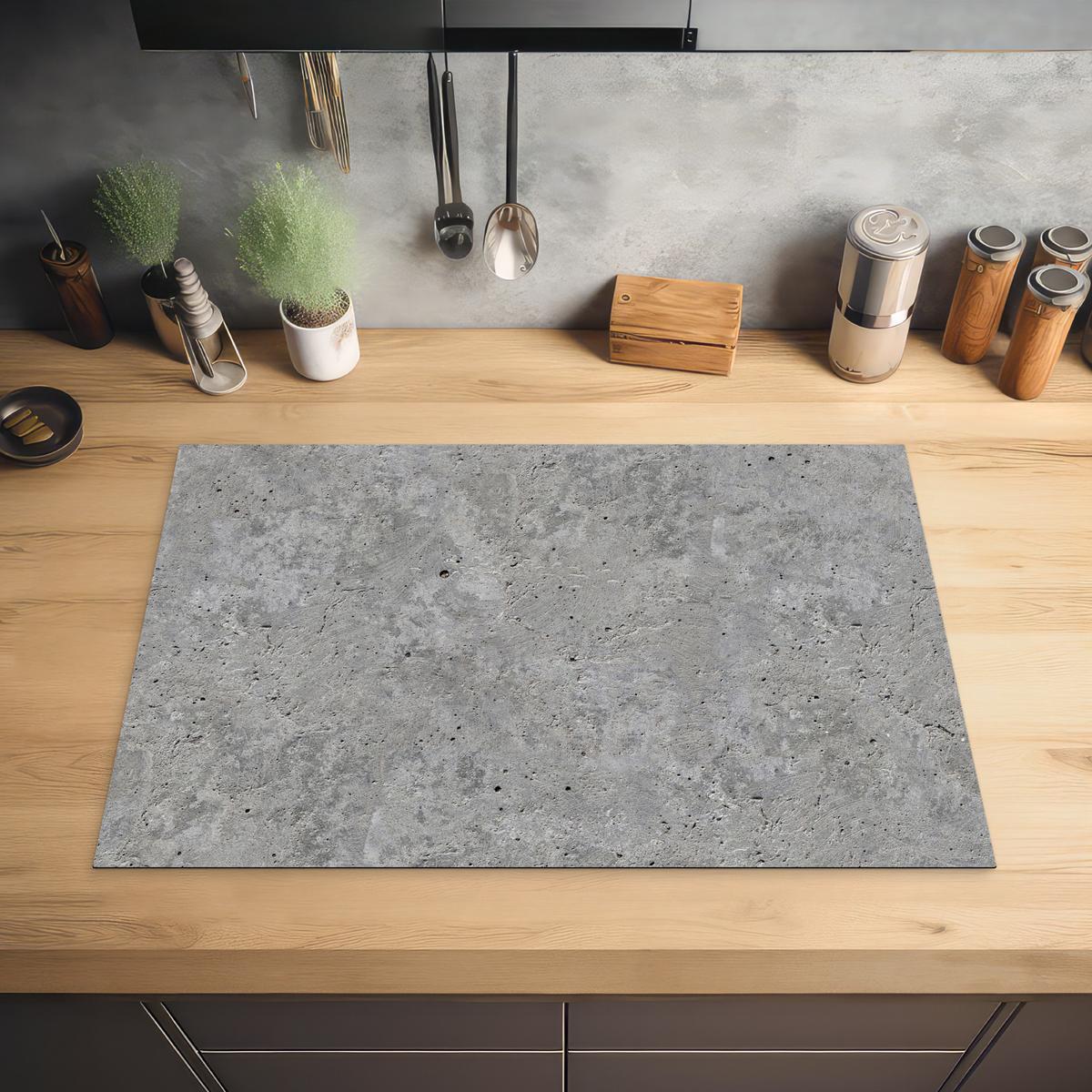 HERDABDECKPLATTE Beton - Schiefer - Grau - Struktur aus Beton Induktionsmatte 77x51 cm - Hellgrau, Kunststoff (77/51/0.2cm) - MuchoWow