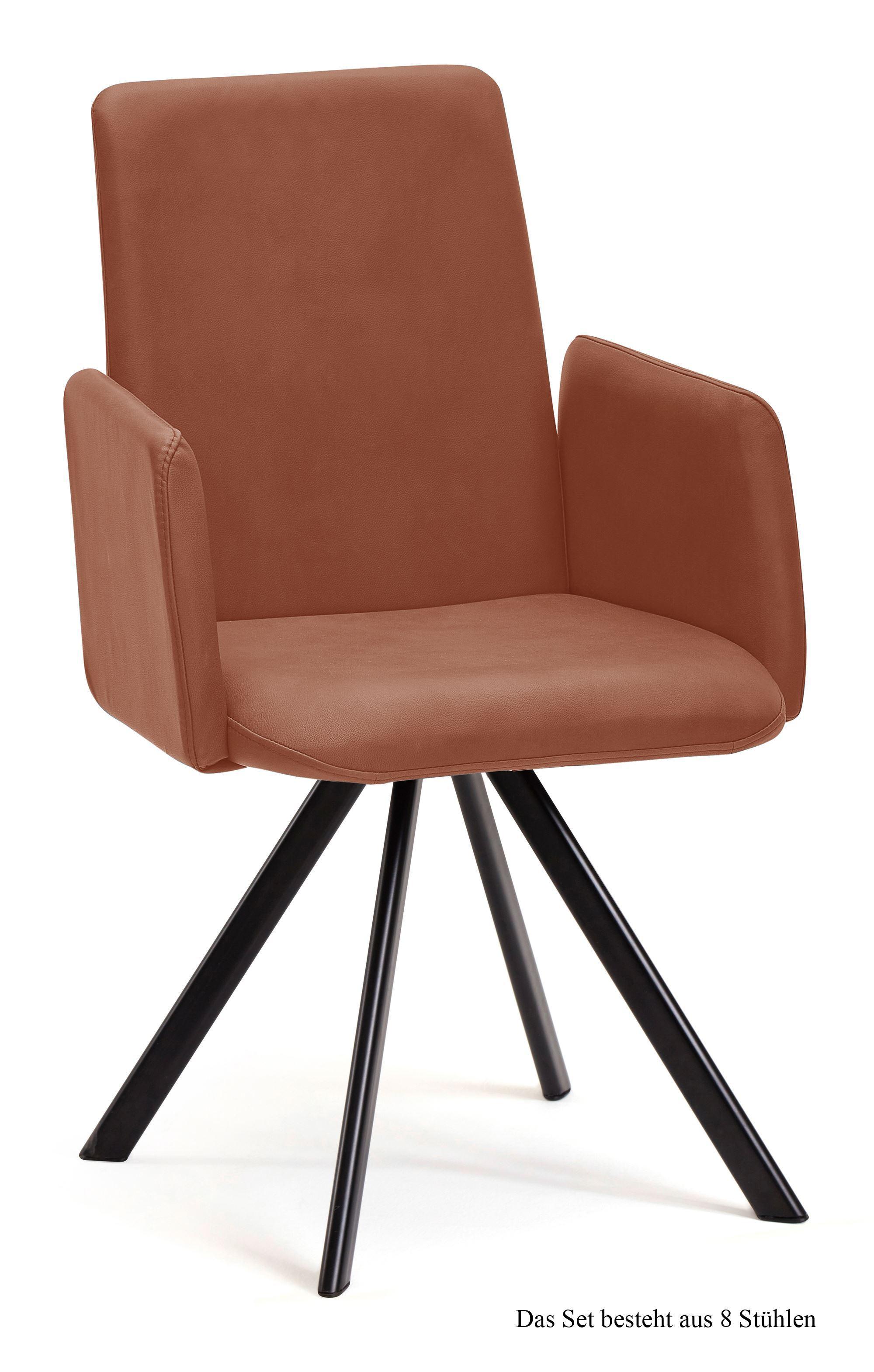 ARMLEHNSTUHL drehbar (8er-Set) Denys 52x92x60 Schwarz/Cognac - Cognac/Schwarz, Kunststoff (60/92/52cm) - 58aufmkessel