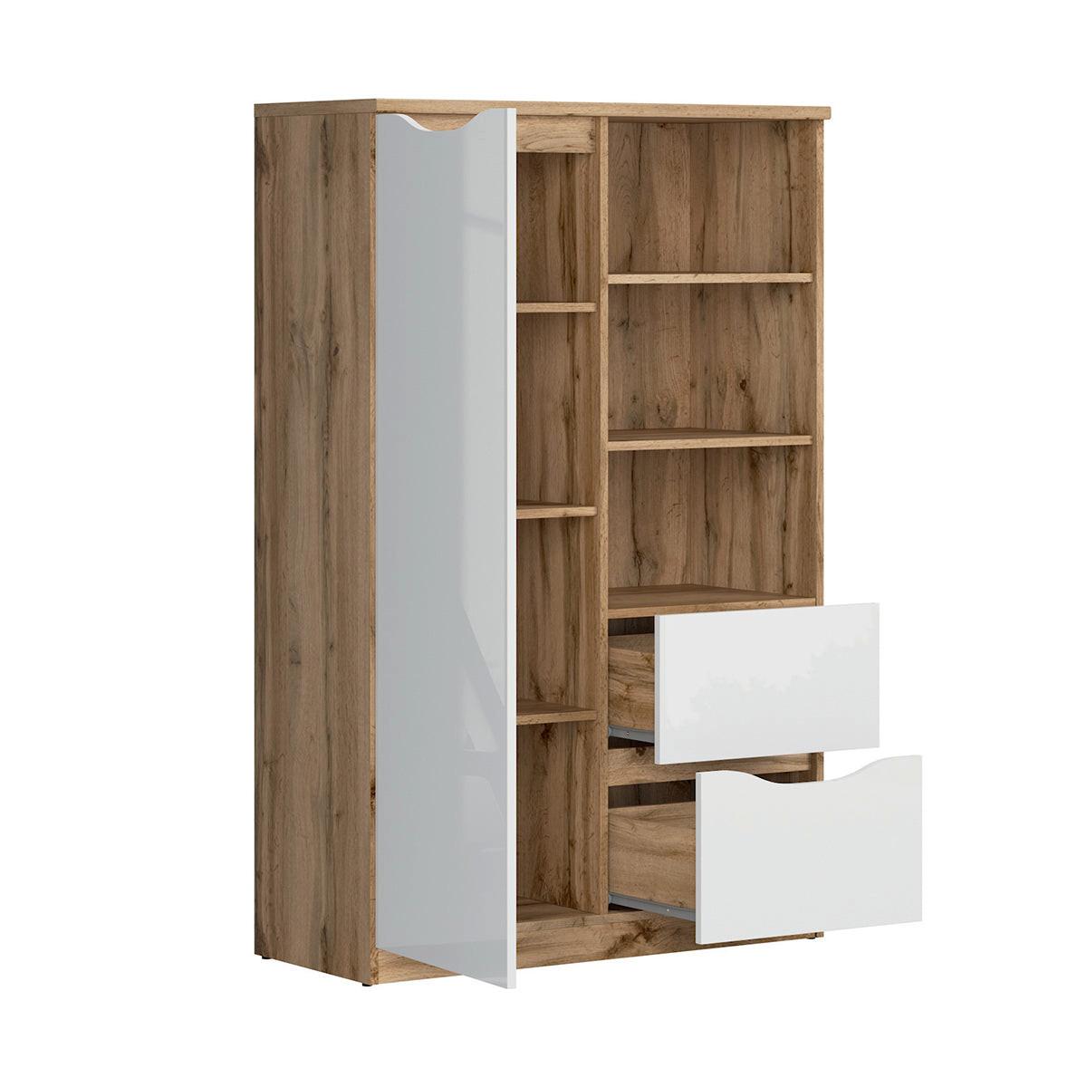 SCHRANK 1 Tür June Weiß und Holz - Weiß, Holzwerkstoff (90/148/40cm) - Petits-meubles