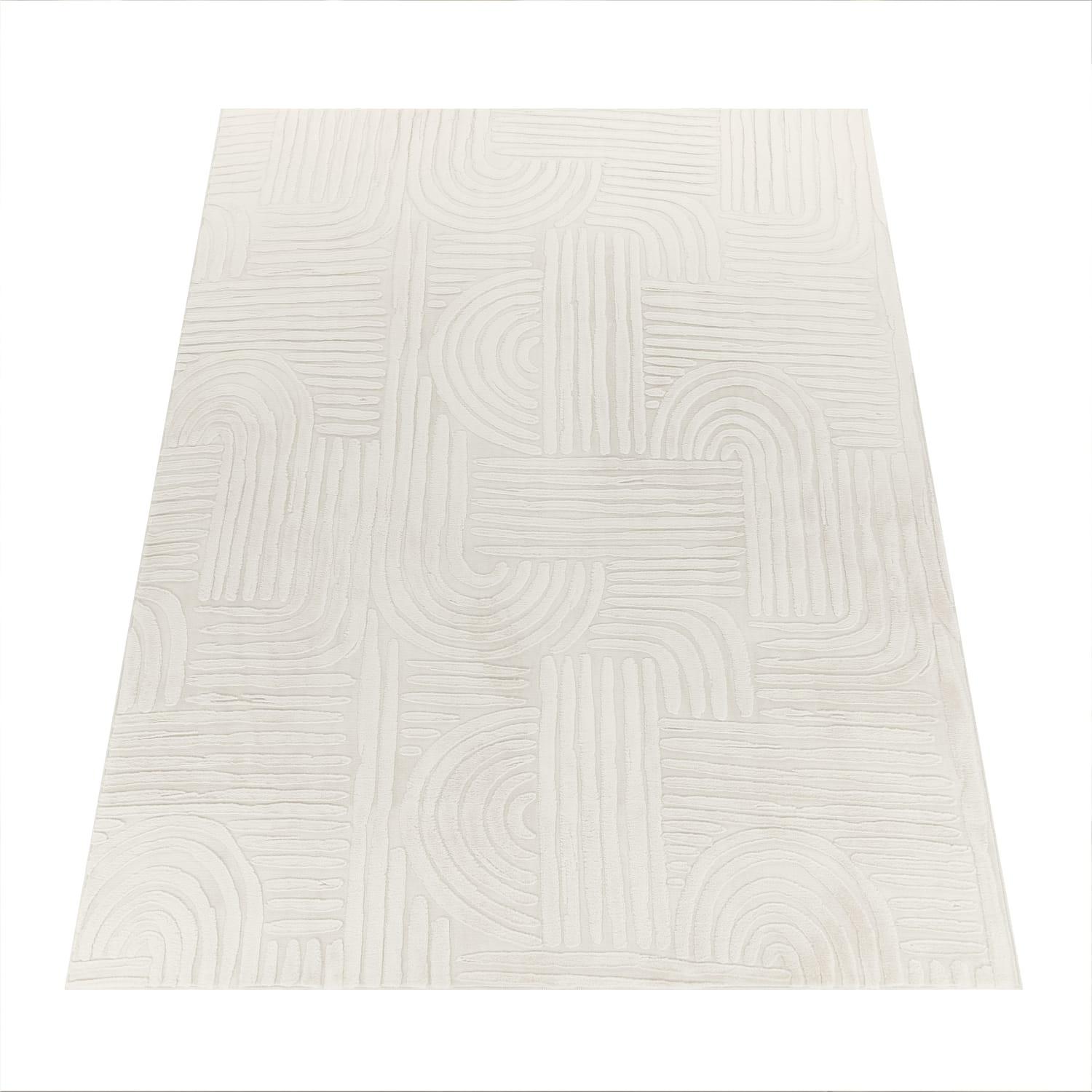 KURZFLORTEPPICH, mit Struktur, aus Polyester, Florhöhe 10 mm, Creme, 120 x 160 cm - Creme, Textil (160/120cm) - KADIMA DESIGN