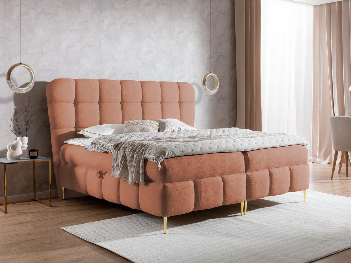 BOXBETT Lolly - H3 - Goldfarben/Rosa, Holz/Textil (120/200cm) - MIRJAN24