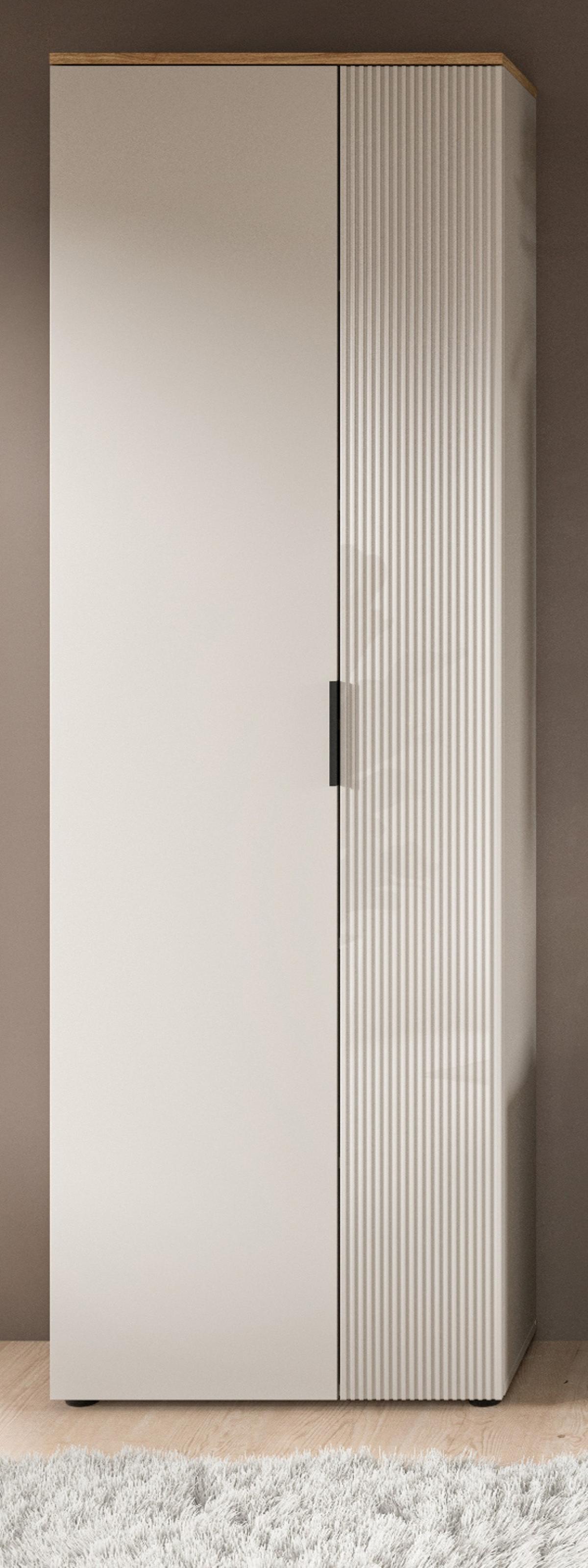 FLURSCHRANK Kaschmir Sand und Evoke Eiche, Schuhschrank 60 x 160 cm mit viel Stauraum - Kaschmir/Eichefarben, Holzwerkstoff/Kunststoff (60/190/36cm) - Inn.Furn