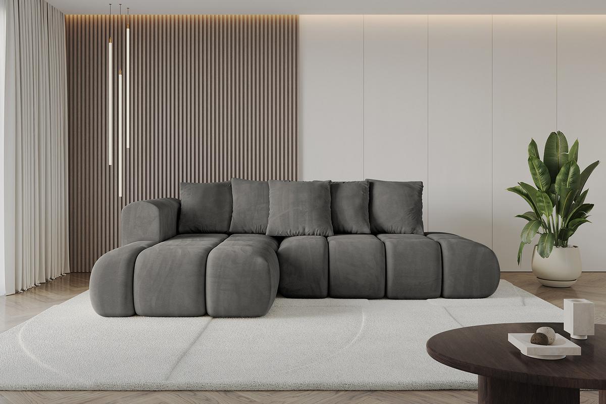 ECKSOFA Ottomane Links CLOUD-L-v1 280x185x90 Dunkelgrau Velours - Dunkelgrau, Holzwerkstoff/Kunststoff (180/289cm) - ALTDECOR