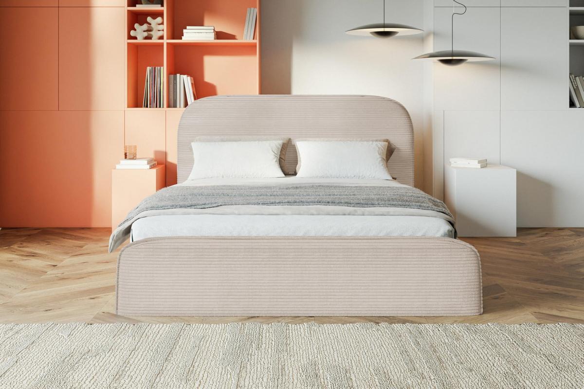 BETT 140x200 - Polsterbett mit Bettkasten und Metallrahmen - Modern Betten - Hochwertiger Poso-Stoff - Kollektion Vienna - Beige - Beige, Holz/Textil (140/200cm) - Alpi-Möbel