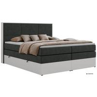 BOXSPRINGBETT DELVIT KING 200/200 - Dunkelgrau Stukture - Topper Visco - H4 - Dunkelgrau/Schwarz, Kunststoff/Textil (200/200cm) - MKS