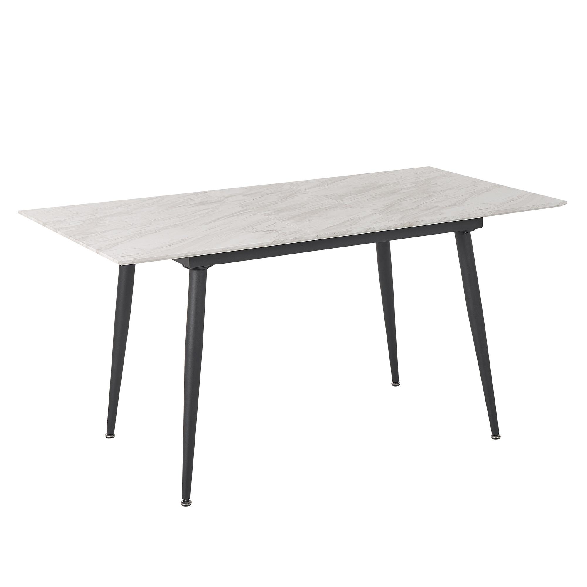 ESSTISCH 120-150/80/75 cm Weiß schwarz Rechteckig Eftalia - Weiß, Holzwerkstoff (150/80/75cm) - Beliani