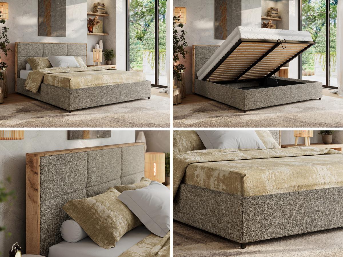 POLSTERBETT LERIO CLASSIC 140/200 - Grau Strukture - Multipocket-Matratze - Grau, Textil (140/200cm) - MKS