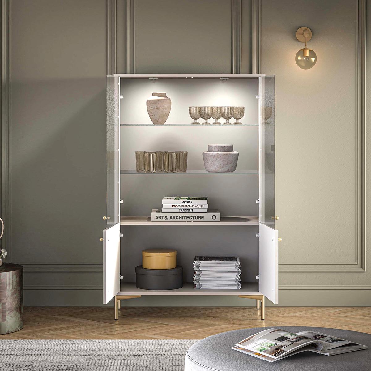 VITRINE Sélène Kaschmir - Kaschmir, Holzwerkstoff (92/149/40cm) - Petits-meubles