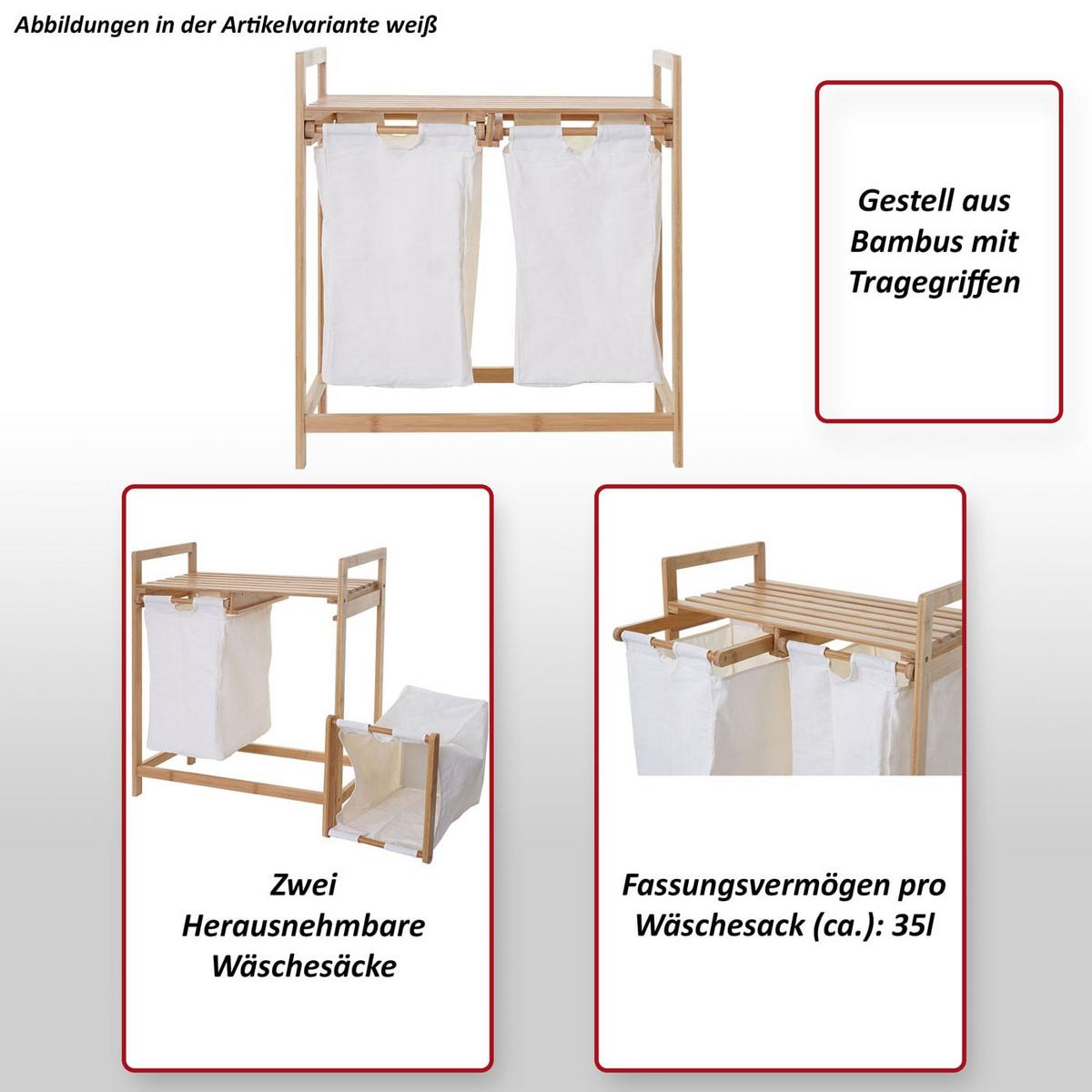 WÄSCHESAMMLER Braun, Grau - Braun/Grau, Holz (64/74/33cm) - MCW
