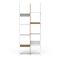 DEKOREGAL mit 6 Böden und 8 Nischen, Eiche und mattweiß Dekor - ACCESS - Eschefarben, Holzwerkstoff (32.8/183/34.5cm) - Calicosy