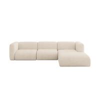 ECKSOFA Ottomane Rechts MIRA-L2 318x179x89 Beige Velours - Greige/Beige, Holzwerkstoff/Kunststoff (318/179cm) - ALTDECOR