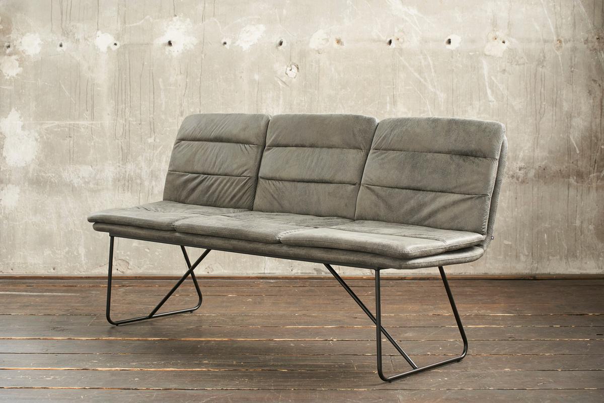 ESSZIMMERBANK VINCE Grau Microfaser - Schwarz/Grau, Textil (178/90/68cm) - KAWOLA