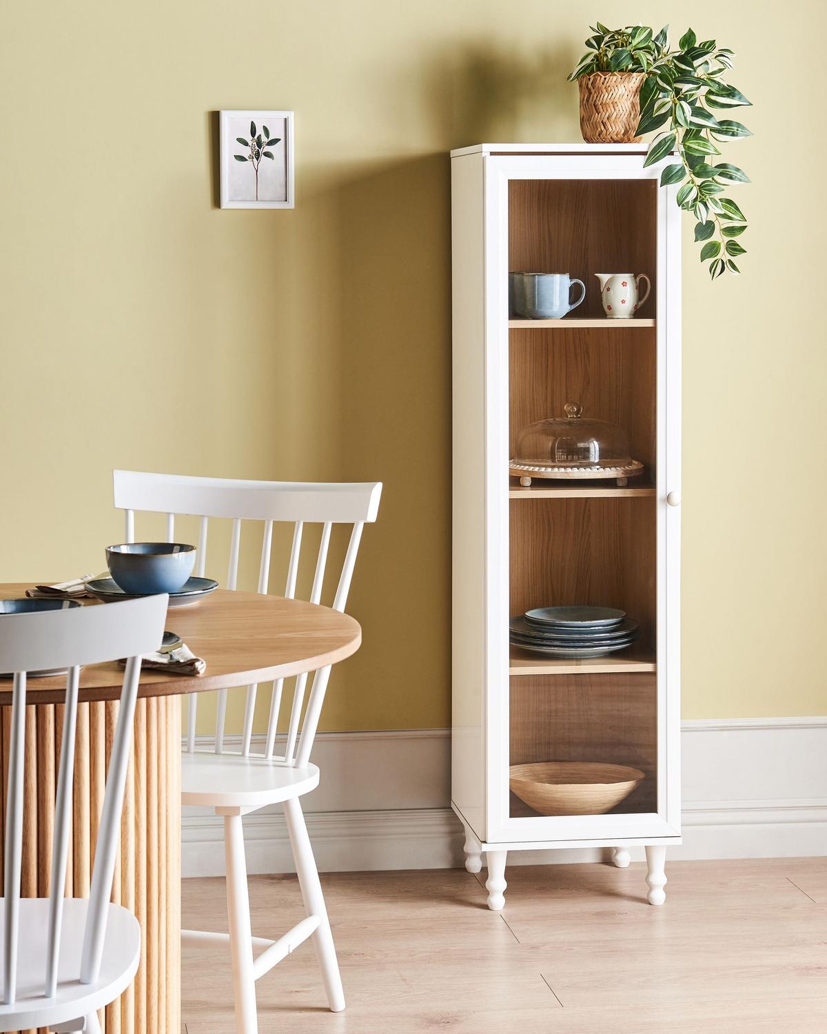 VITRINE mit Glastüren 40 cm Weiß Tingledale - Weiß, Holzwerkstoff (40/150/38cm) - Beliani