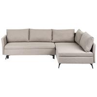 ECKSCHLAFSOFA 3-Sitzer Stoff Beige mit Stauraum linksseitig Koge - Beige, Textil (281/93cm) - Beliani