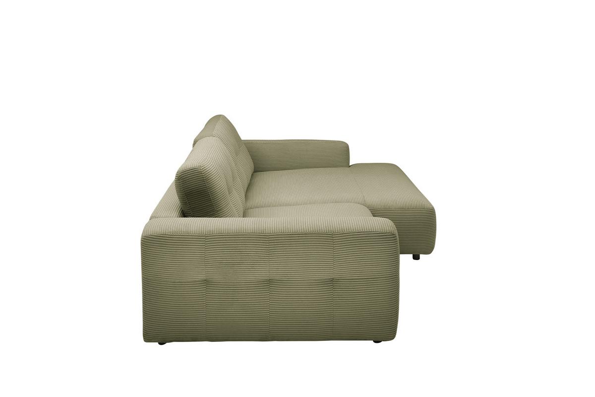 ECKSOFA MIKA Grün Cord - Schwarz/Olivgrün, Kunststoff/Textil (276/167cm) - KAWOLA