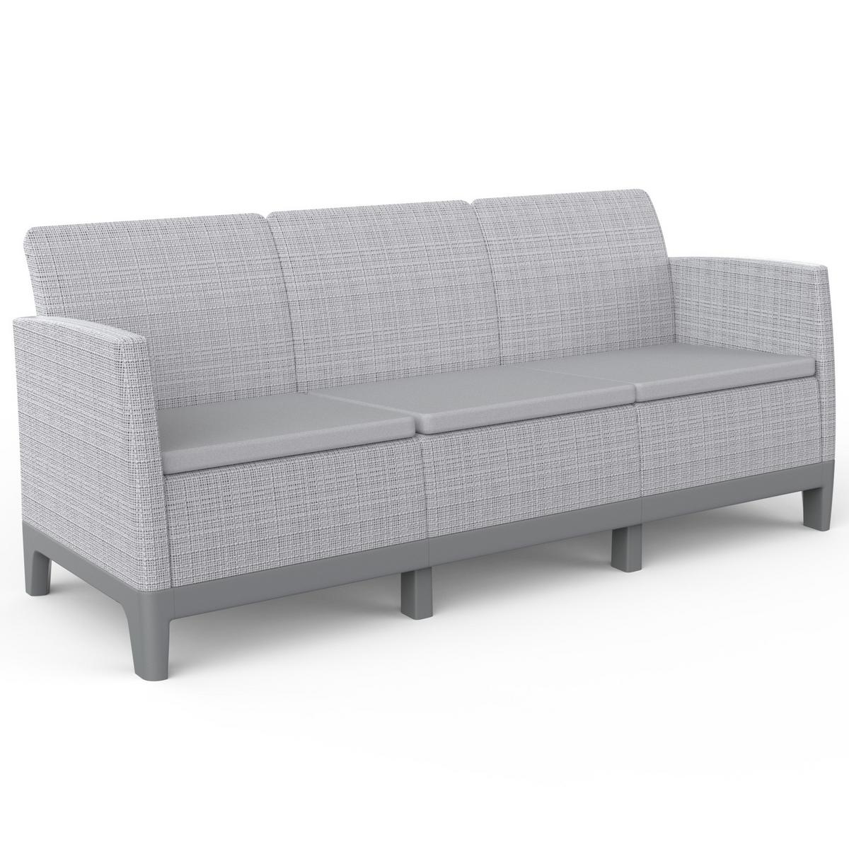 GARTENSET Norrin aus Polypropylen, 3-Sitzer-Sofa, 2 Sessel und Tisch, für 5 Personen, Grau - Grau, Kunststoff - Beautysofa