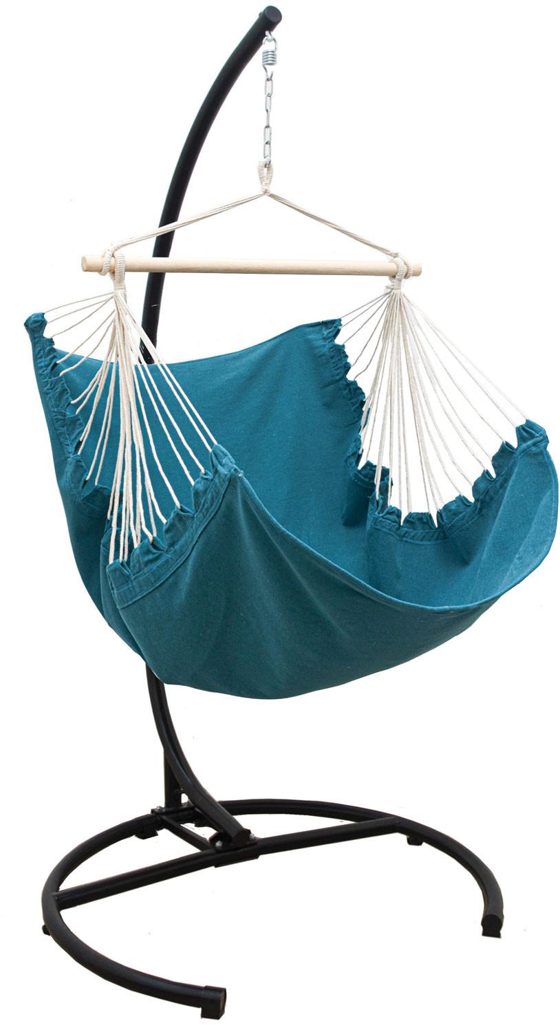 XL-HÄNGESESSEL inkl. Gestell bis 150kg, 210cm, Petrol - Blau, Metall (110/210/125cm) - Amanka