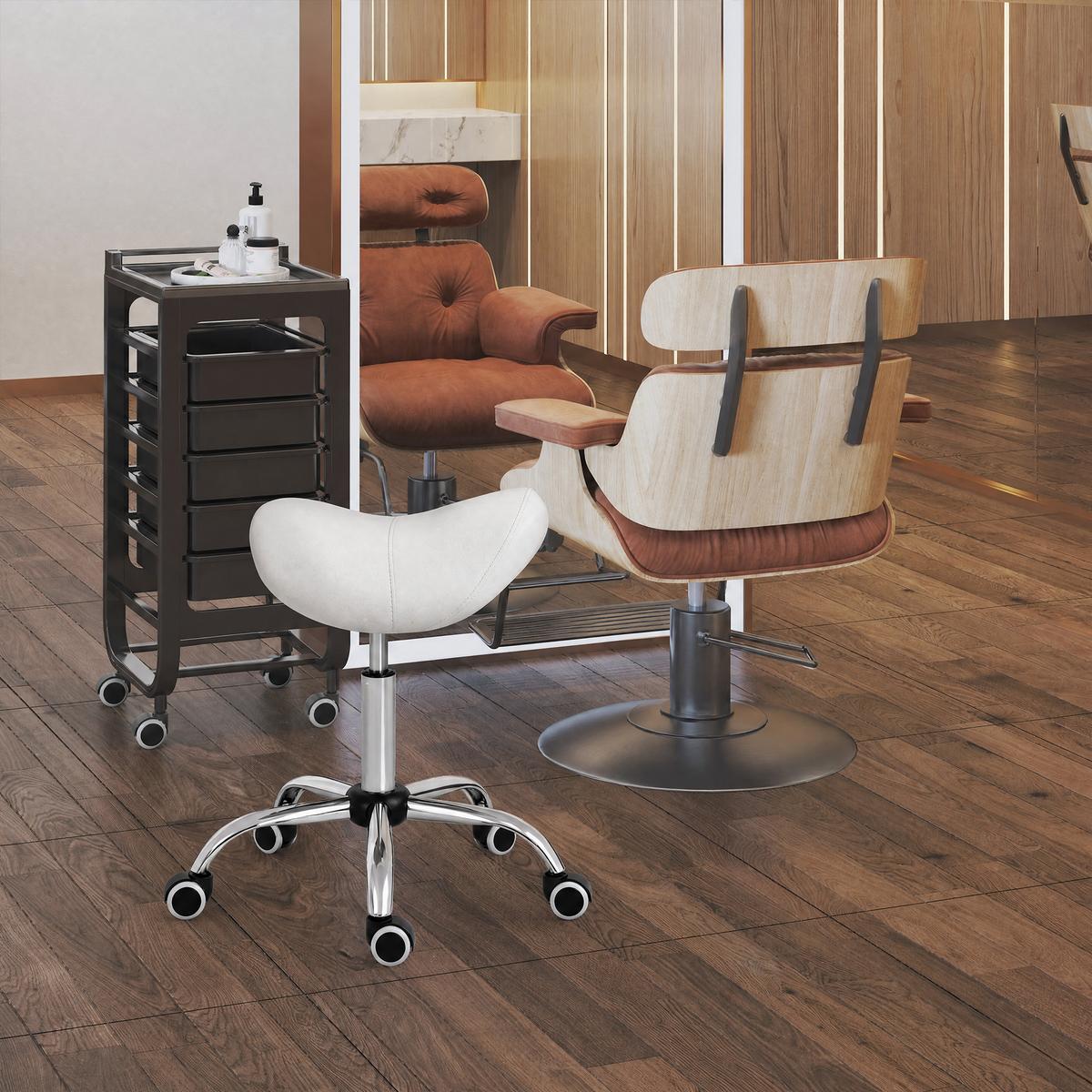 ARBEITSHOCKER Drehstuhl Drehhocker Rollhocker Sattelhocker Hocker Weiß - Weiß, Kunststoff (52/61/53cm) - HOMCOM