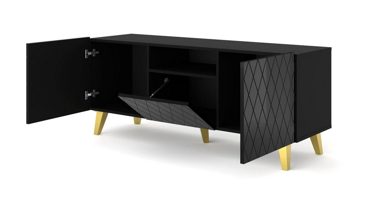 TV LOWBOARD Schwarz 145/62/42 - Schwarz, Holzwerkstoff (145/62/42cm) - RAUMHIRSCH FURNITURE