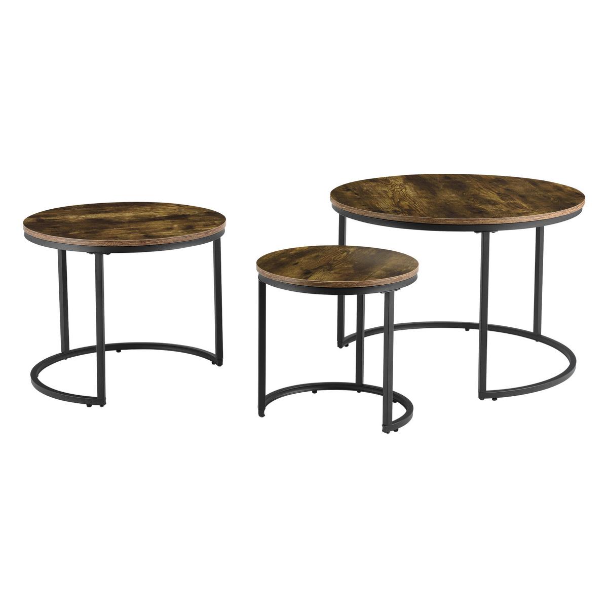 COUCHTISCH SET Arvidsjaur SET 3-teilig 78/78/55 - Braun, Holzwerkstoff (78/78/55cm) - [en.casa]