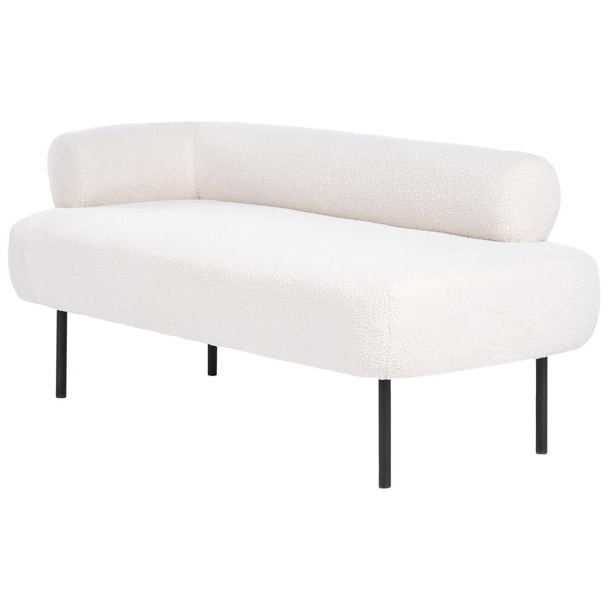 CHAISELONGUE-LINKSSEITIGE Bouclé Cremeweiß Mirmande - Creme/Schwarz, Textil (153/65/70cm) - Beliani