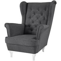 CHESTERFIELD-SESSEL Falco dunkelgrau mit Weiß Holzbeinen - Dunkelgrau/Weiß, Holz/Textil (82/102/92cm) - Beautysofa