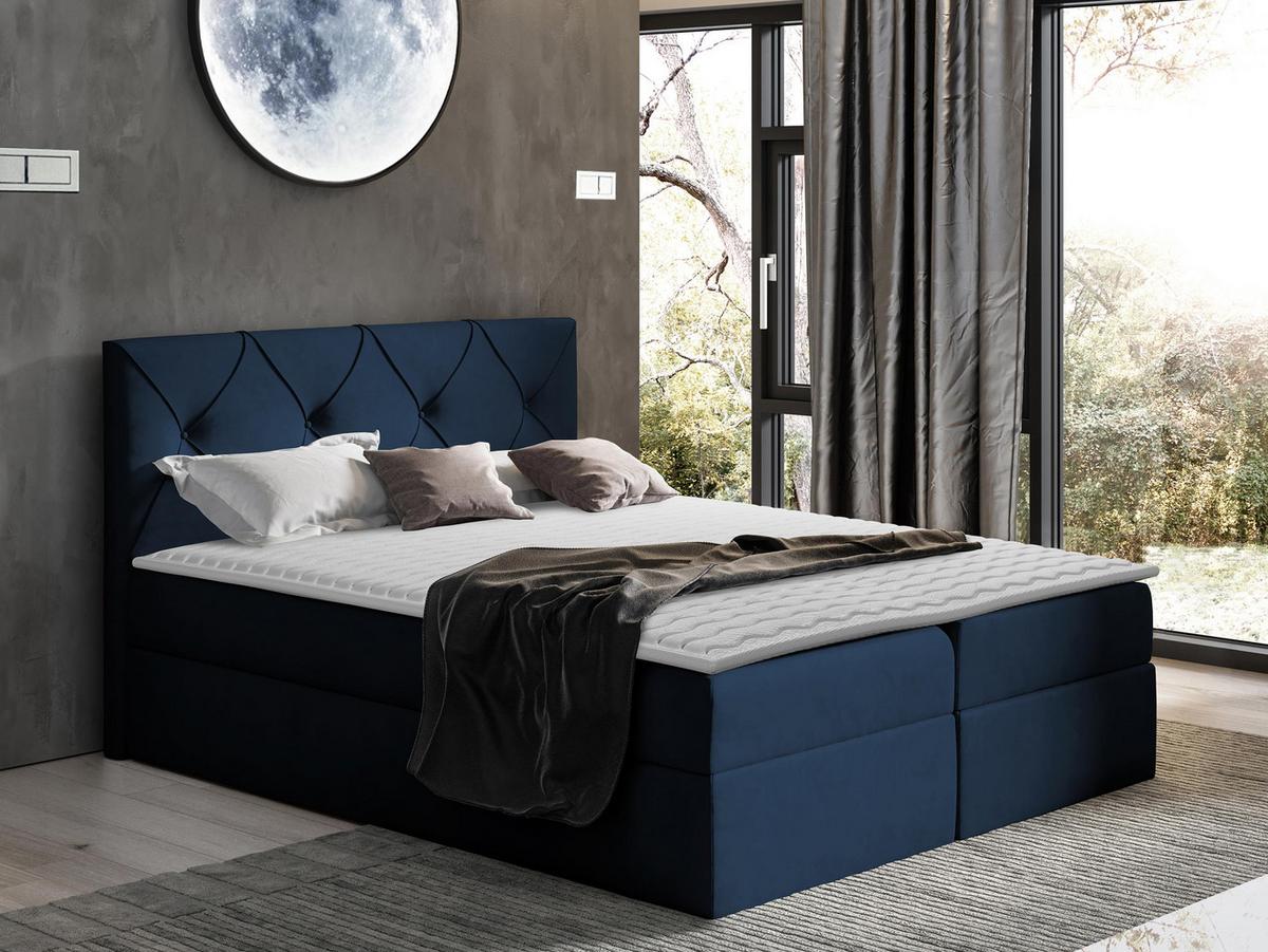 BOXBETT Crystal - H3 - Dunkelblau, Holz (180/200cm) - MIRJAN24