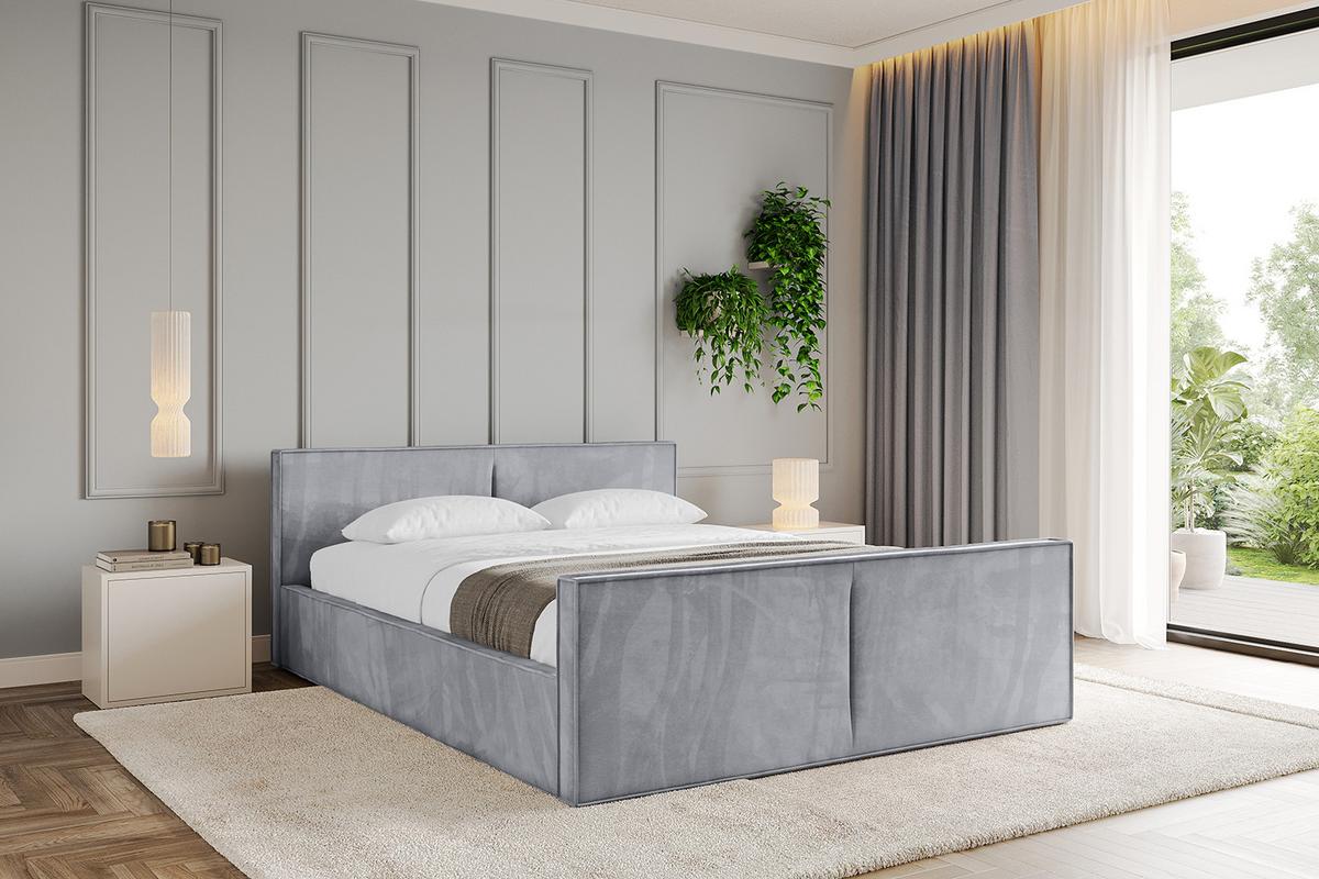 POLSTERBETT mit Bettkasten, Fußteil und Lattenrost, Boxbett mit Matratze H3/H4 - EMMI-Z-V1 180x200 Hellgrau - Hellgrau, Holzwerkstoff/Textil (180/200cm) - ALTDECOR